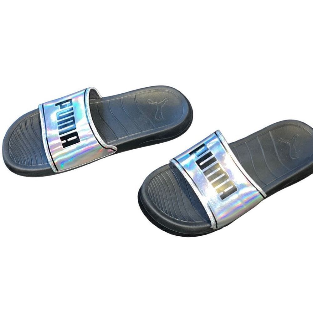 Puma Silver Iridescent Slides